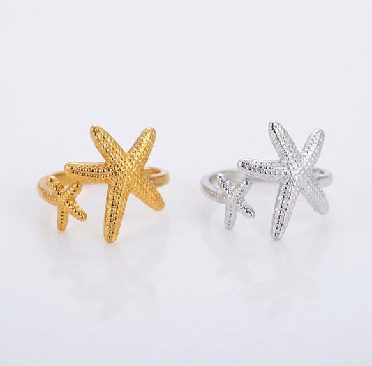 Starfish Open Ring | 18K Gold & Silver PVD Plated Stainless Steel
