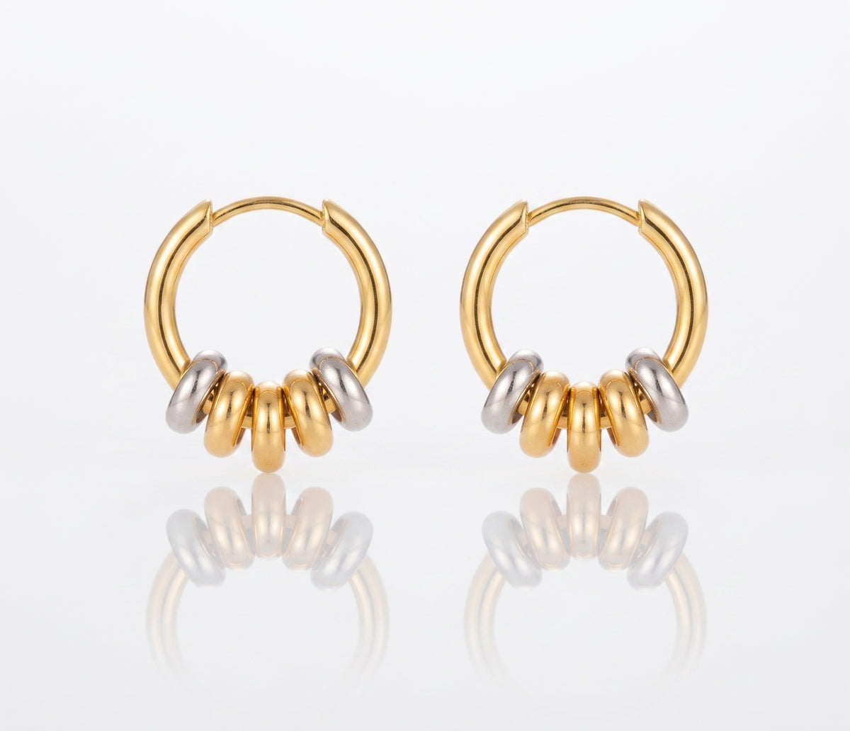 Two-Tone Circle Hoop Earrings | 18K Gold PVD Plated Stainless Steel