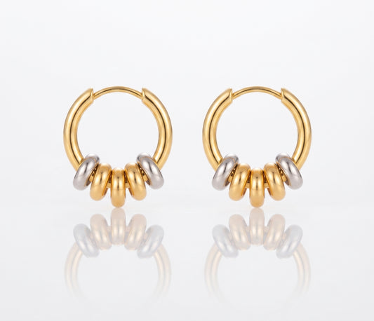 Two-Tone Circle Hoop Earrings | 18K Gold PVD Plated Stainless Steel