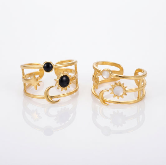 Celestial Enamel Open Ring | 18K Gold PVD Plated Stainless Steel