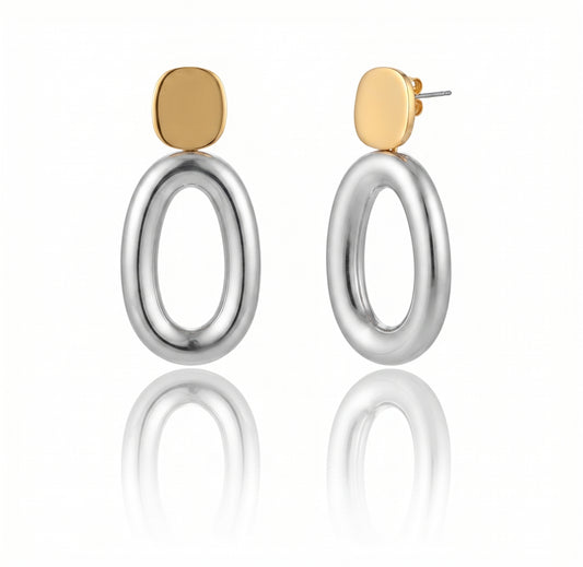 Irregular Oval Hollow Drop Earrings | 18K Gold & Silver PVD Plated Stainless Steel
