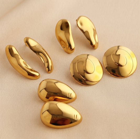 Geometric Luxury Ear Studs | 18K Gold PVD Plated Stainless Steel
