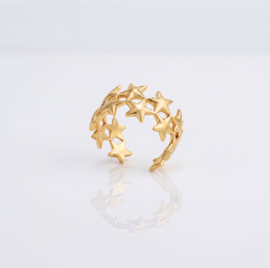 Retro Star Open Ring | 18K Gold & Silver PVD Plated Stainless Steel