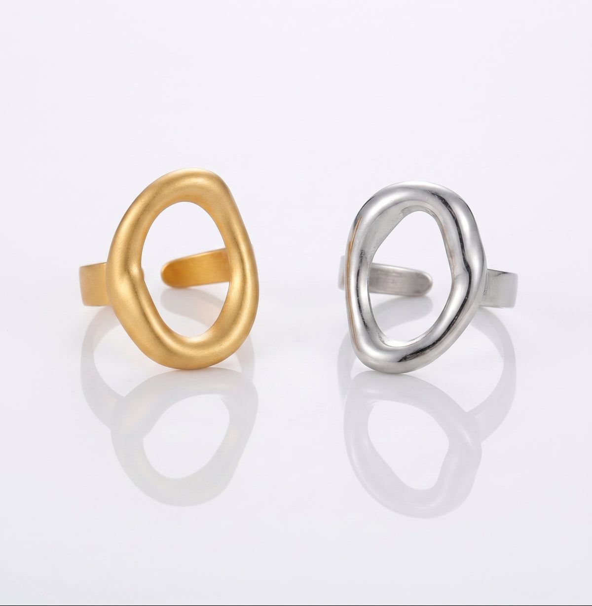 Oval Open Ring | 18K Gold & Silver IP Plated Stainless Steel