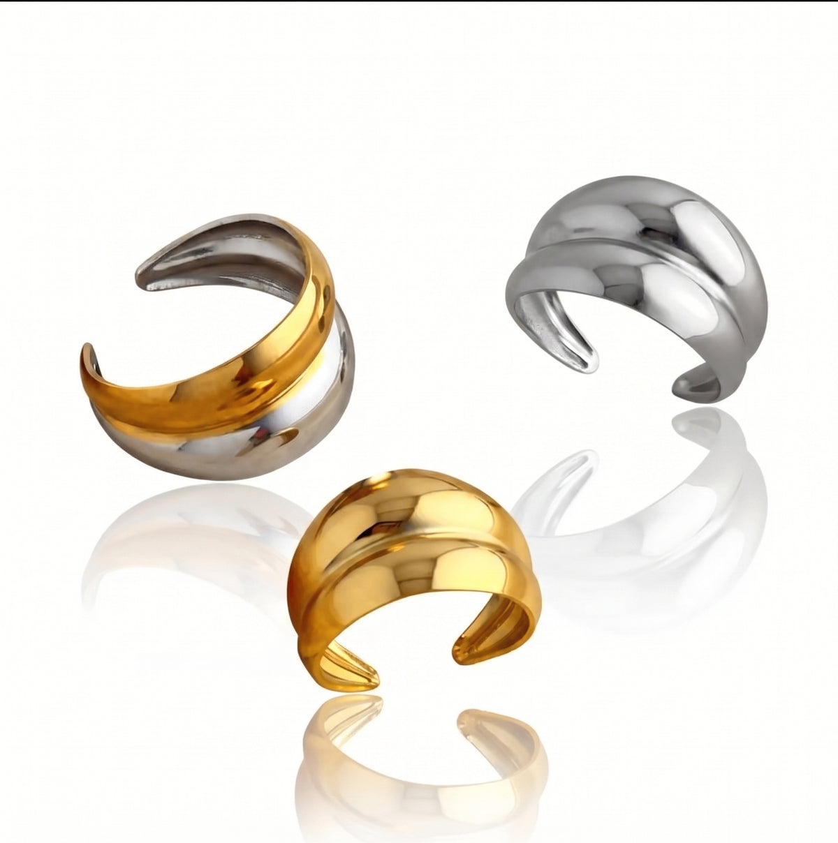 Geometric Open Ring | 18K Gold & Silver PVD Plated Stainless Steel