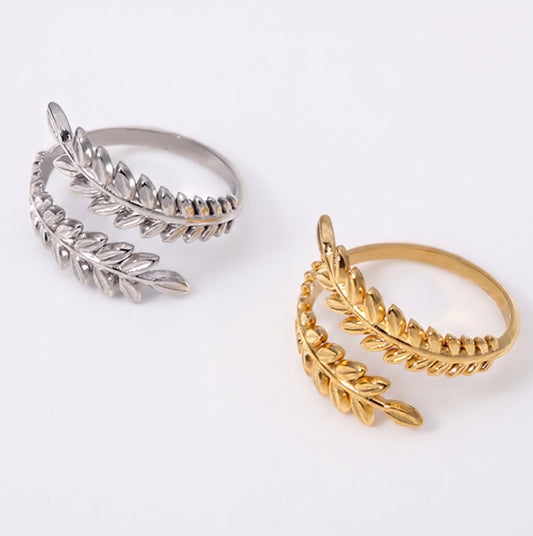 Leaf Open Ring | 18K Gold & Silver PVD Plated Stainless Steel