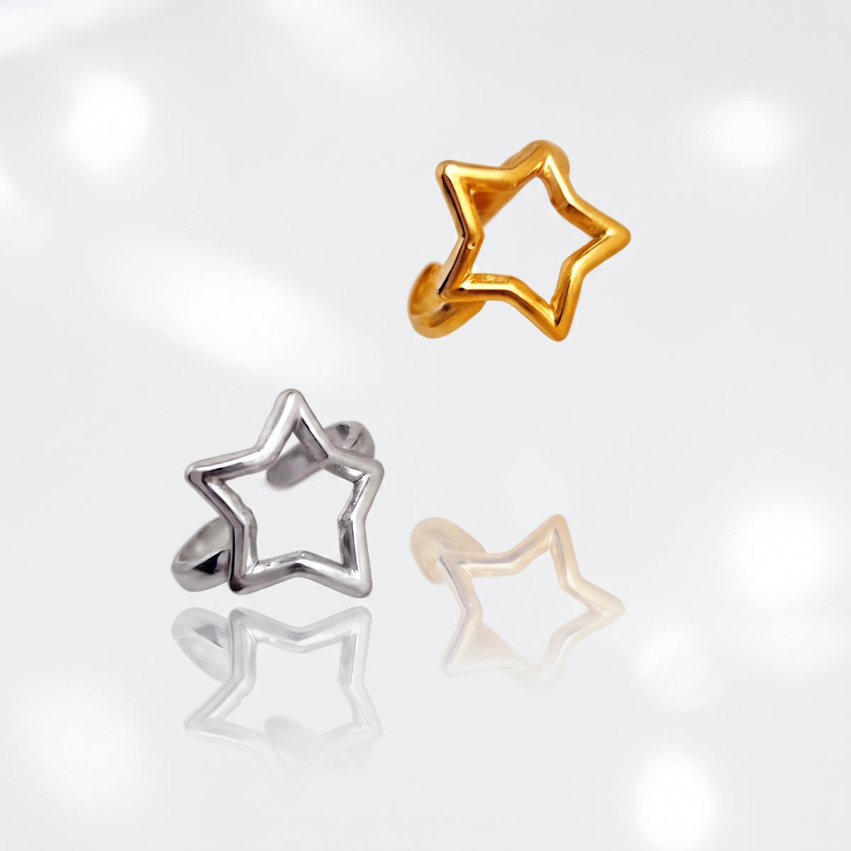 Pentagram Star Adjustable Ring | 18K Gold & Silver PVD Plated Stainless Steel