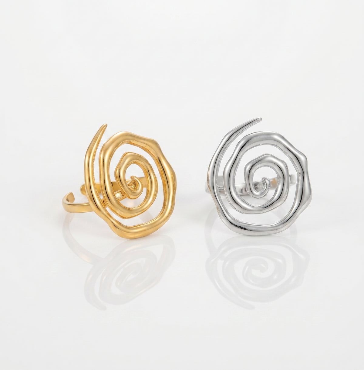 Spiral Thread Open Ring | 18K Gold PVD Plated Stainless Steel