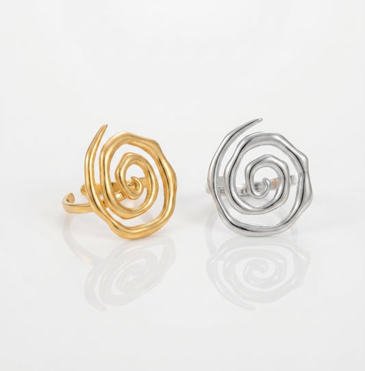 Spiral Thread Open Ring | 18K Gold PVD Plated Stainless Steel
