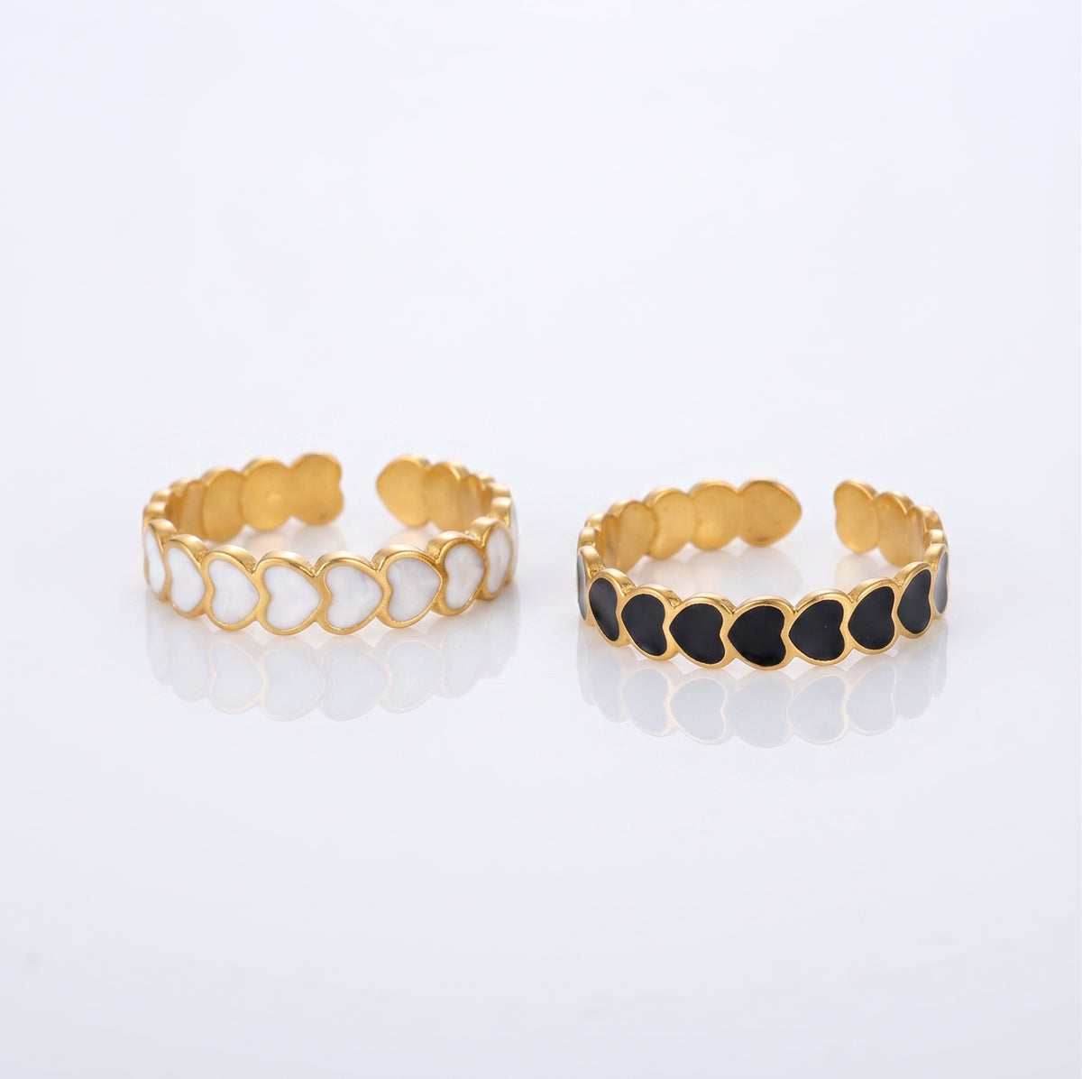 Heart Enamel Open Ring II | 18K Gold IP Plated Stainless Steel