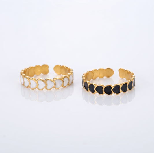 Heart Enamel Open Ring II | 18K Gold IP Plated Stainless Steel