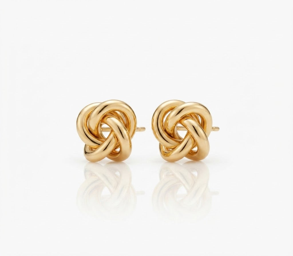 Irregular Geometric Knot Ear Studs | 24K Gold & Silver Plated Brass