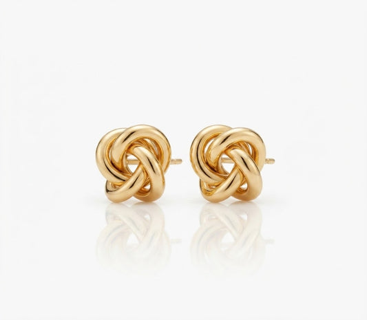 Irregular Geometric Knot Ear Studs | 24K Gold & Silver Plated Brass